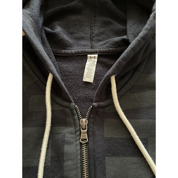 UNDER ARMOUR Black /Grey Full Zip Cotton Hoodie Mens sz M - Picture 6 of 9